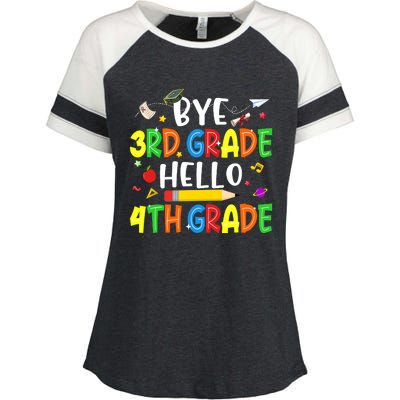 Graduation Bye 3rd Grade Hello 4th Grade Back to School Enza Ladies Jersey Colorblock Tee