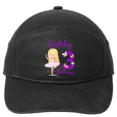 Girl Ballerina 3rd Birthday Party Theme 3 Years Old Ballet Dancer 7-Panel Snapback Hat