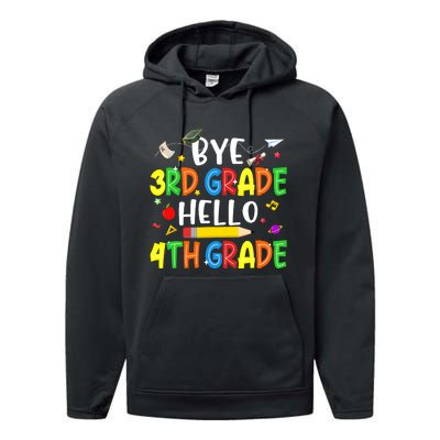 Graduation Bye 3rd Grade Hello 4th Grade Back to School Performance Fleece Hoodie