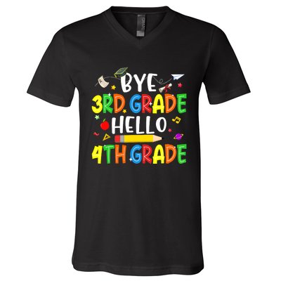 Graduation Bye 3rd Grade Hello 4th Grade Back to School V-Neck T-Shirt