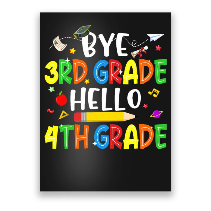 Graduation Bye 3rd Grade Hello 4th Grade Back to School Poster