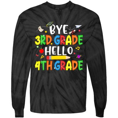 Graduation Bye 3rd Grade Hello 4th Grade Back to School Tie-Dye Long Sleeve Shirt