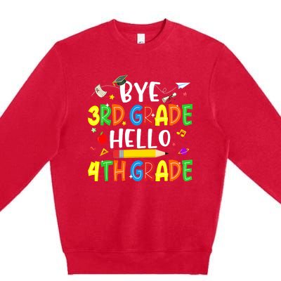 Graduation Bye 3rd Grade Hello 4th Grade Back to School Premium Crewneck Sweatshirt