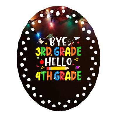 Graduation Bye 3rd Grade Hello 4th Grade Back to School Ceramic Oval Ornament