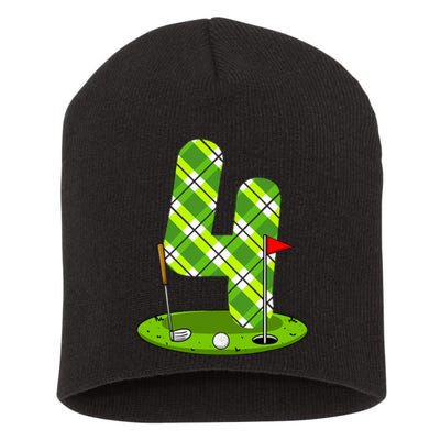 Golf Birthday 4th Birthday Party Golfer Short Acrylic Beanie