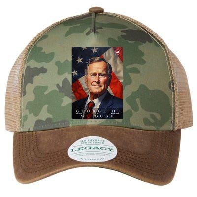 George Bush 41st President Of The United States Portrait Legacy Tie Dye Trucker Hat