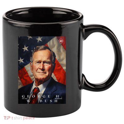 George Bush 41st President Of The United States Portrait 11oz C Handle Ceramic Mug
