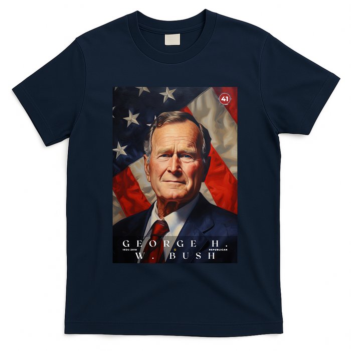 George Bush 41st President Of The United States Portrait T-Shirt