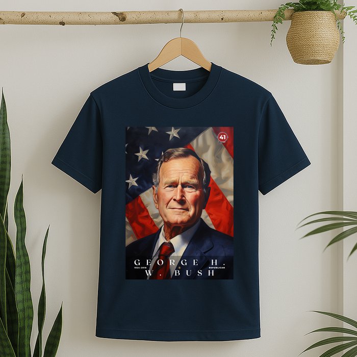 George Bush 41st President Of The United States Portrait T-Shirt