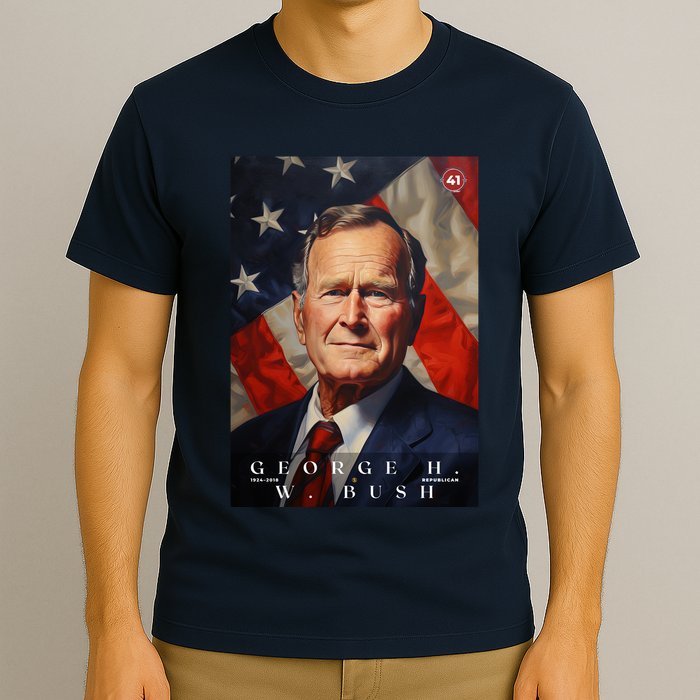 George Bush 41st President Of The United States Portrait T-Shirt