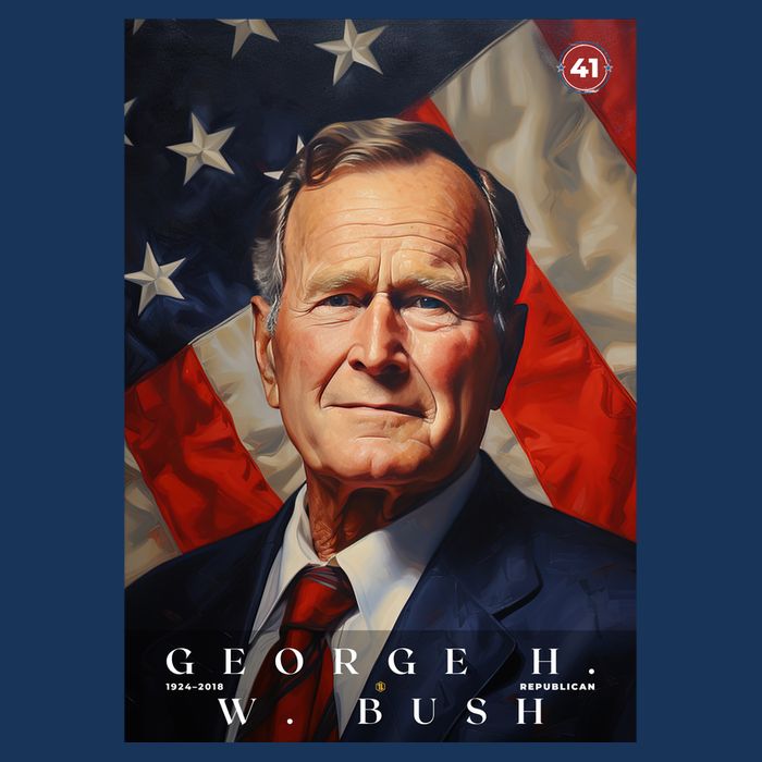 George Bush 41st President Of The United States Portrait T-Shirt