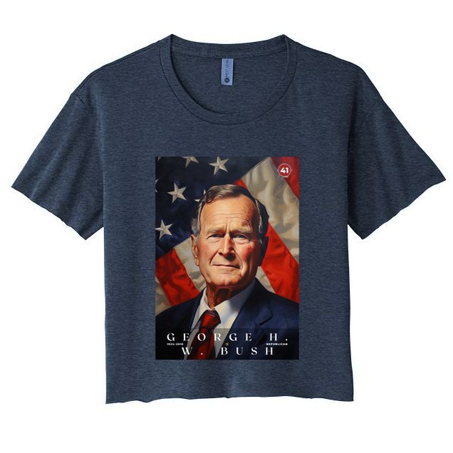 George Bush 41st President Of The United States Portrait Crop Top
