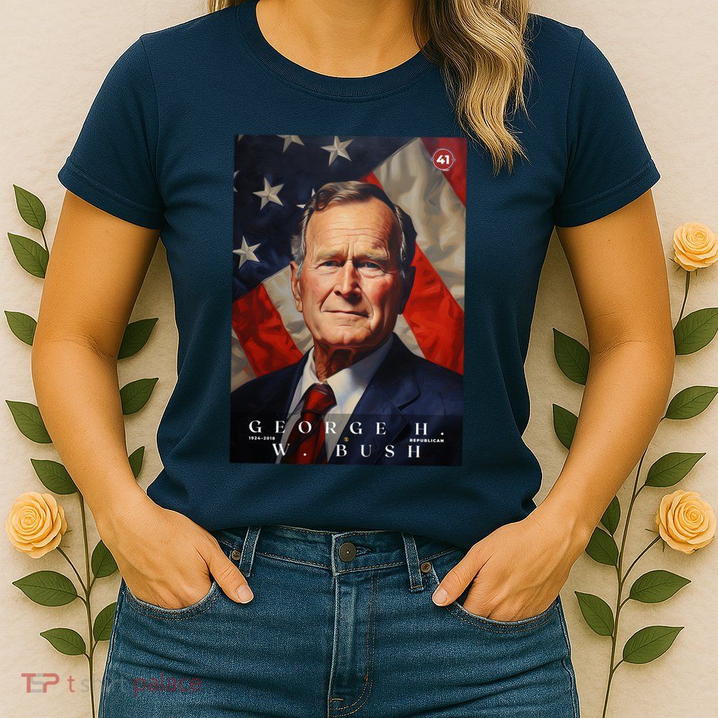 George Bush 41st President Of The United States Portrait Womens T-Shirt