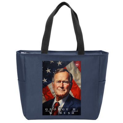 George Bush 41st President Of The United States Portrait Zip Tote Bag