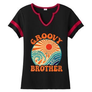 Groovy Brother 70s Aesthetic Nostalgia 1970's Retro Brother Ladies Halftime Notch Neck Tee