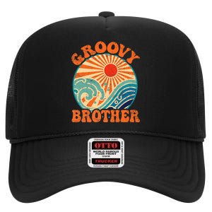 Groovy Brother 70s Aesthetic Nostalgia 1970's Retro Brother High Crown Mesh Back Trucker Hat