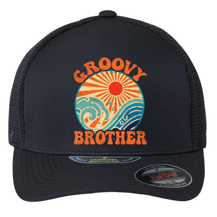 Groovy Brother 70s Aesthetic Nostalgia 1970's Retro Brother Flexfit Unipanel Trucker Cap