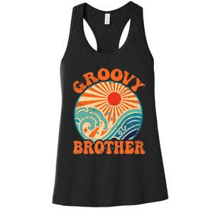 Groovy Brother 70s Aesthetic Nostalgia 1970's Retro Brother Women's Racerback Tank