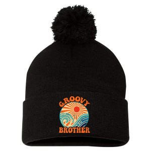 Groovy Brother 70s Aesthetic Nostalgia 1970's Retro Brother Pom Pom 12in Knit Beanie