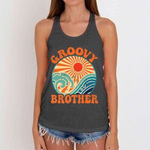 Groovy Brother 70s Aesthetic Nostalgia 1970's Retro Brother Women's Knotted Racerback Tank