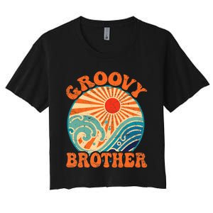 Groovy Brother 70s Aesthetic Nostalgia 1970's Retro Brother Women's Crop Top Tee