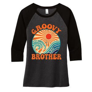 Groovy Brother 70s Aesthetic Nostalgia 1970's Retro Brother Women's Tri-Blend 3/4-Sleeve Raglan Shirt