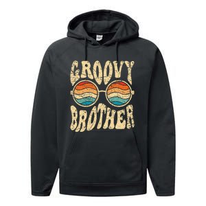 Groovy Brother 70s Aesthetic 1970's Retro Brother Hippie Performance Fleece Hoodie