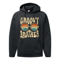 Groovy Brother 70s Aesthetic 1970's Retro Brother Hippie Performance Fleece Hoodie