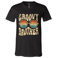 Groovy Brother 70s Aesthetic 1970's Retro Brother Hippie V-Neck T-Shirt