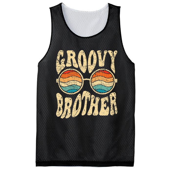 Groovy Brother 70s Aesthetic 1970's Retro Brother Hippie Mesh Reversible Basketball Jersey Tank