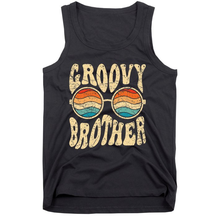 Groovy Brother 70s Aesthetic 1970's Retro Brother Hippie Tank Top