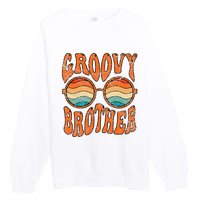 Groovy Brother 70s Aesthetic 1970s Retro Brother Hippie Premium Crewneck Sweatshirt