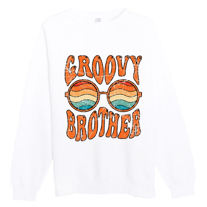 Groovy Brother 70s Aesthetic 1970s Retro Brother Hippie Premium Crewneck Sweatshirt