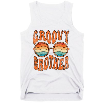 Groovy Brother 70s Aesthetic 1970s Retro Brother Hippie Tank Top