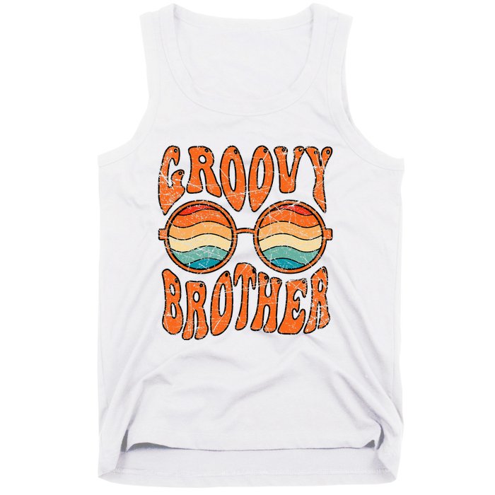 Groovy Brother 70s Aesthetic 1970s Retro Brother Hippie Tank Top