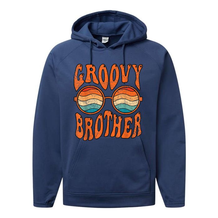 Groovy Brother 70s Aesthetic 1970S Retro Brother Hippie Performance Fleece Hoodie