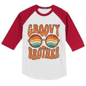 Groovy Brother 70s Aesthetic 1970's Retro Brother Hippie Kids Colorblock Raglan Jersey