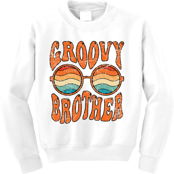 Groovy Brother 70s Aesthetic 1970's Retro Brother Hippie Kids Sweatshirt