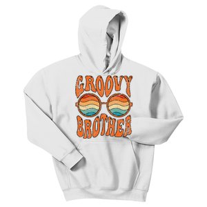 Groovy Brother 70s Aesthetic 1970's Retro Brother Hippie Kids Hoodie