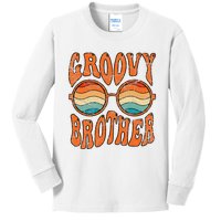 Groovy Brother 70s Aesthetic 1970's Retro Brother Hippie Kids Long Sleeve Shirt