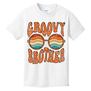 Groovy Brother 70s Aesthetic 1970's Retro Brother Hippie Kids T-Shirt