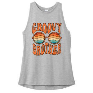 Groovy Brother 70s Aesthetic 1970S Retro Brother Hippie Ladies PosiCharge Tri-Blend Wicking Tank