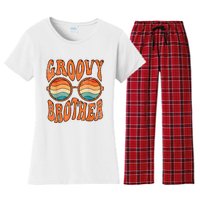 Groovy Brother 70s Aesthetic 1970S Retro Brother Hippie Women's Flannel Pajama Set