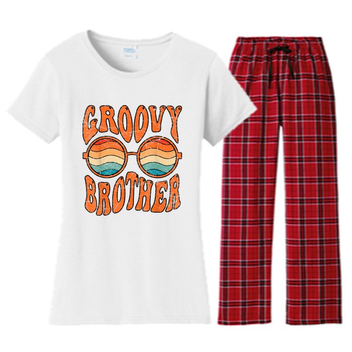 Groovy Brother 70s Aesthetic 1970S Retro Brother Hippie Women's Flannel Pajama Set