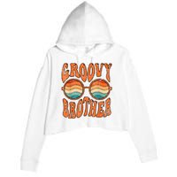 Groovy Brother 70s Aesthetic 1970S Retro Brother Hippie Crop Fleece Hoodie