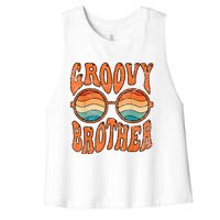 Groovy Brother 70s Aesthetic 1970S Retro Brother Hippie Women's Racerback Cropped Tank