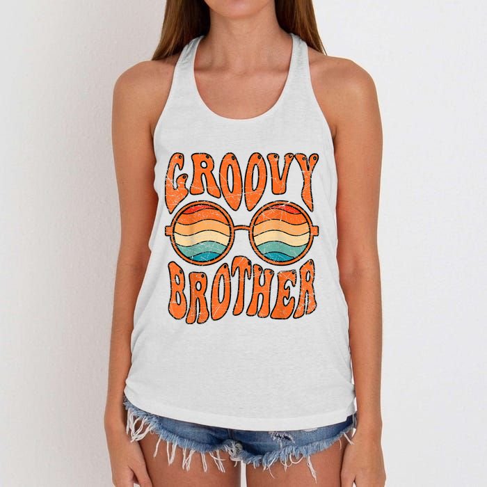 Groovy Brother 70s Aesthetic 1970S Retro Brother Hippie Women's Knotted Racerback Tank