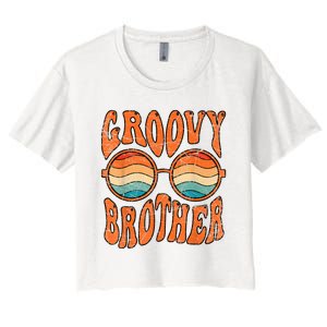 Groovy Brother 70s Aesthetic 1970S Retro Brother Hippie Women's Crop Top Tee