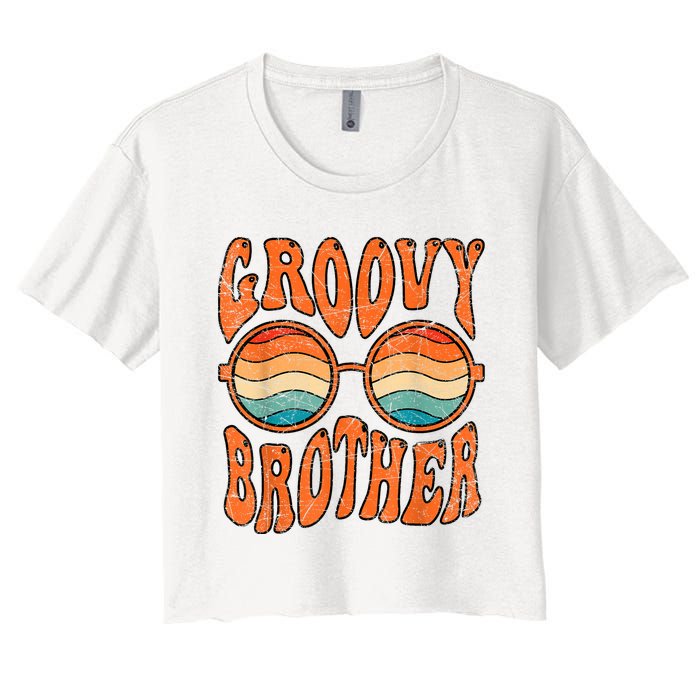 Groovy Brother 70s Aesthetic 1970S Retro Brother Hippie Women's Crop Top Tee