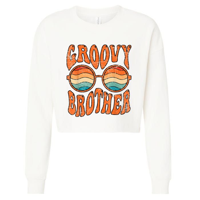 Groovy Brother 70s Aesthetic 1970S Retro Brother Hippie Cropped Pullover Crew